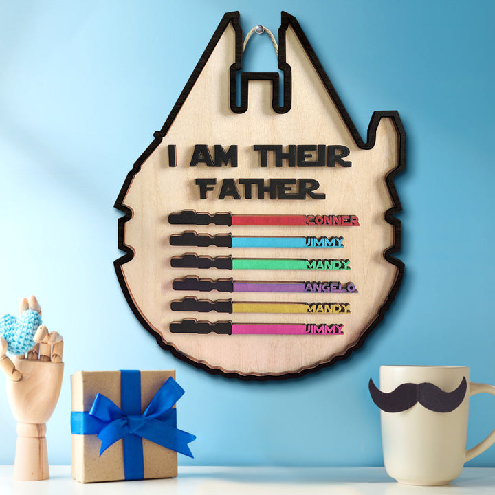 Personalized Light Saber Plaque I Am Their Father Wooden Sign Father's Day Gift