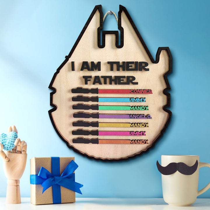 Personalized Light Saber Plaque I Am Their Father Wooden Sign Father's Day Gift