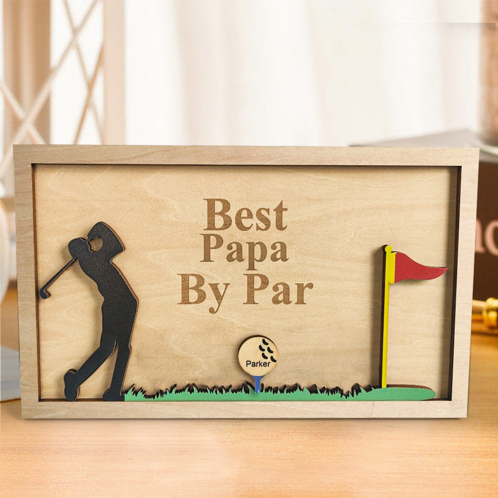 Personalized Father's Day Wooden Golf Sign Engraved Name Plaque Gift for Dad Grandpa