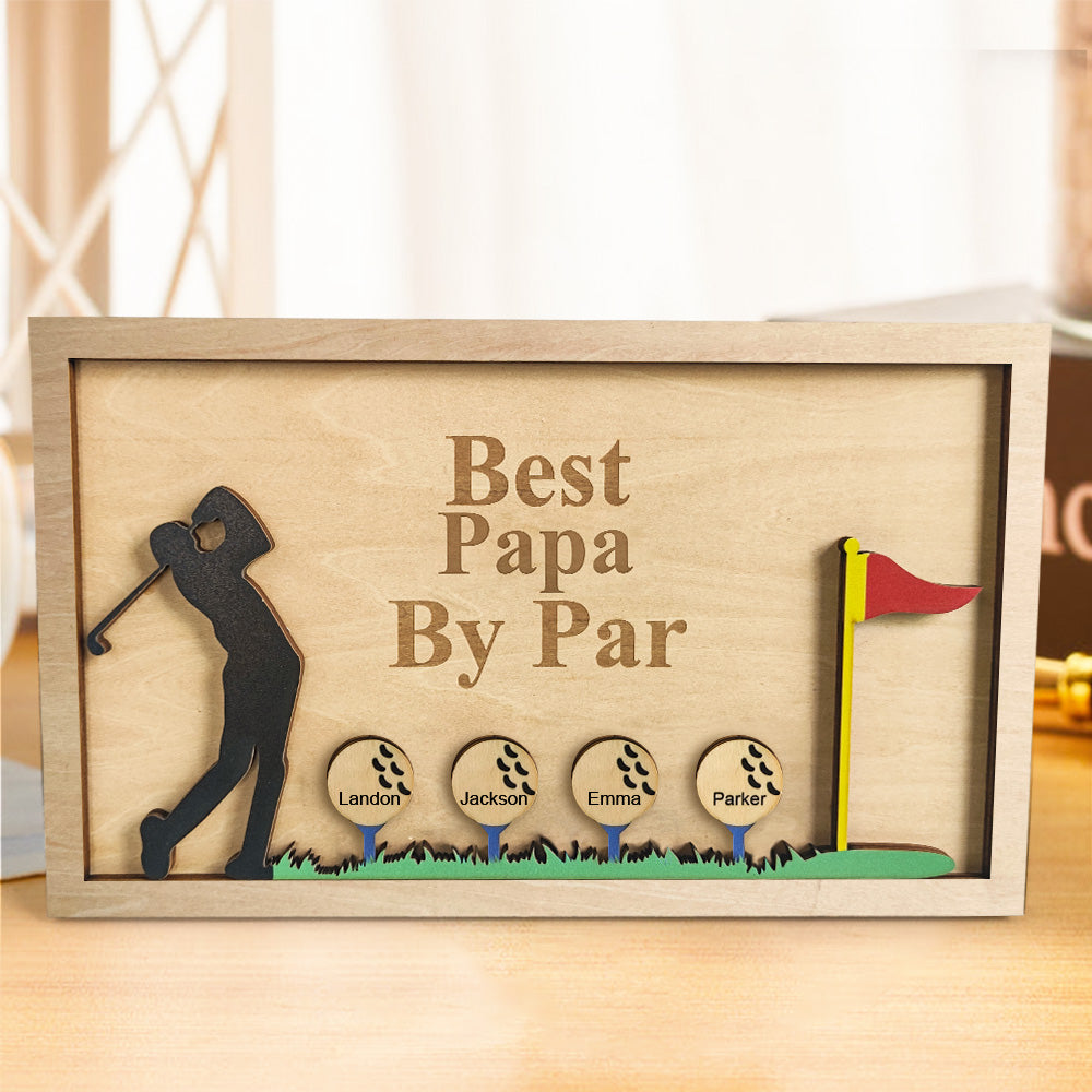 Personalized Father's Day Wooden Golf Sign Engraved Name Plaque Gift for Dad Grandpa