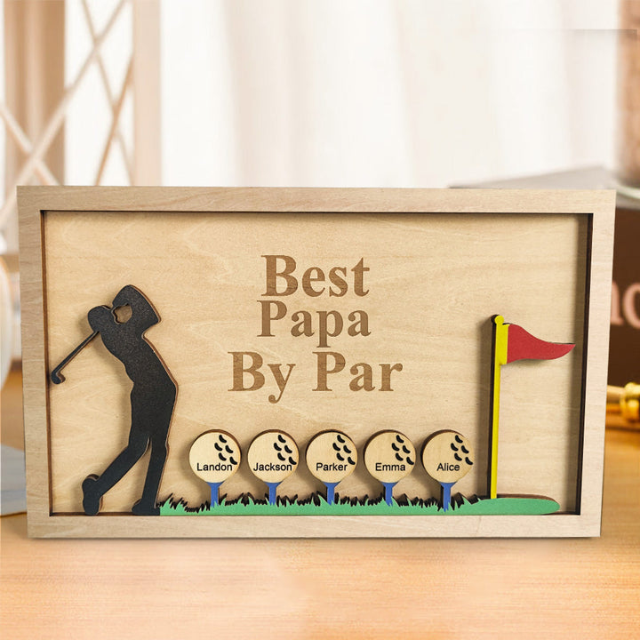 Personalized Father's Day Wooden Golf Sign Engraved Name Plaque Gift for Dad Grandpa