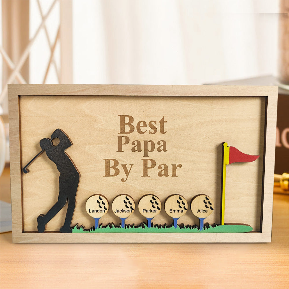 Personalized Father's Day Wooden Golf Sign Engraved Name Plaque Gift for Dad Grandpa