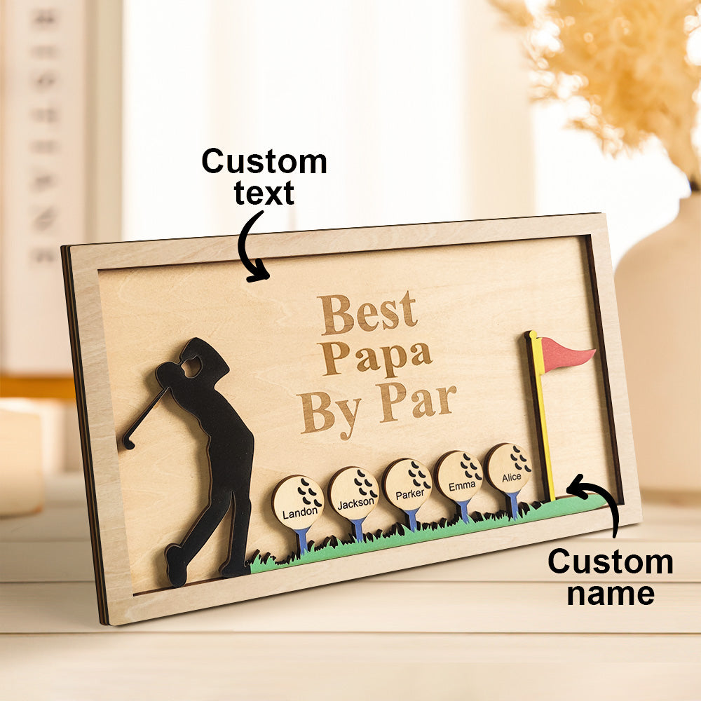 Personalized Father's Day Wooden Golf Sign Engraved Name Plaque Gift for Dad Grandpa
