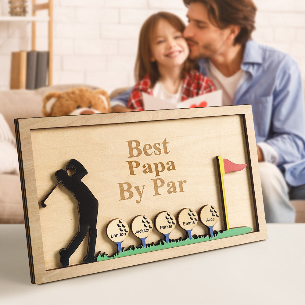 Personalized Father's Day Wooden Golf Sign Engraved Name Plaque Gift for Dad Grandpa