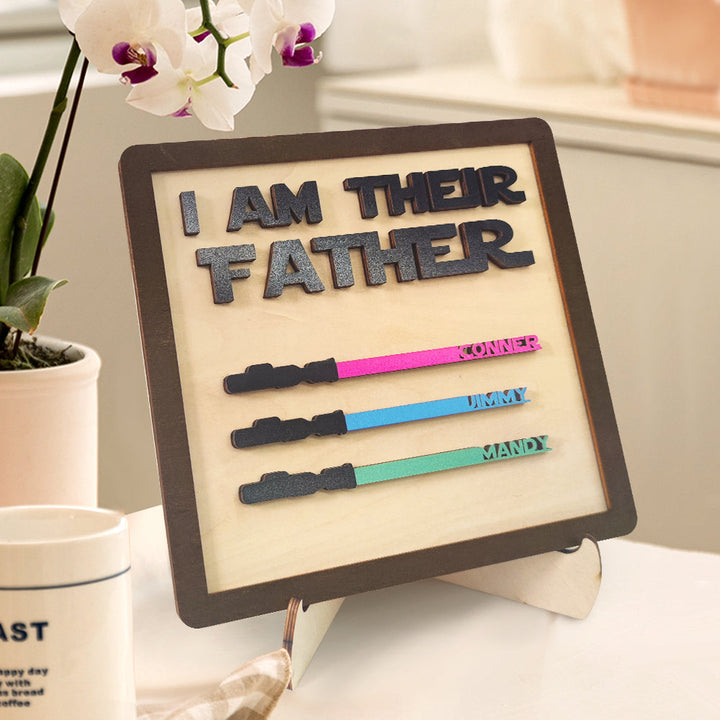 Father's Day Gifts Personalized Wood Plauqe I Am Their Father Sign Wooden Lightsaber Plaque