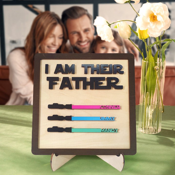 Father's Day Gifts Personalized Wood Plauqe I Am Their Father Sign Wooden Lightsaber Plaque