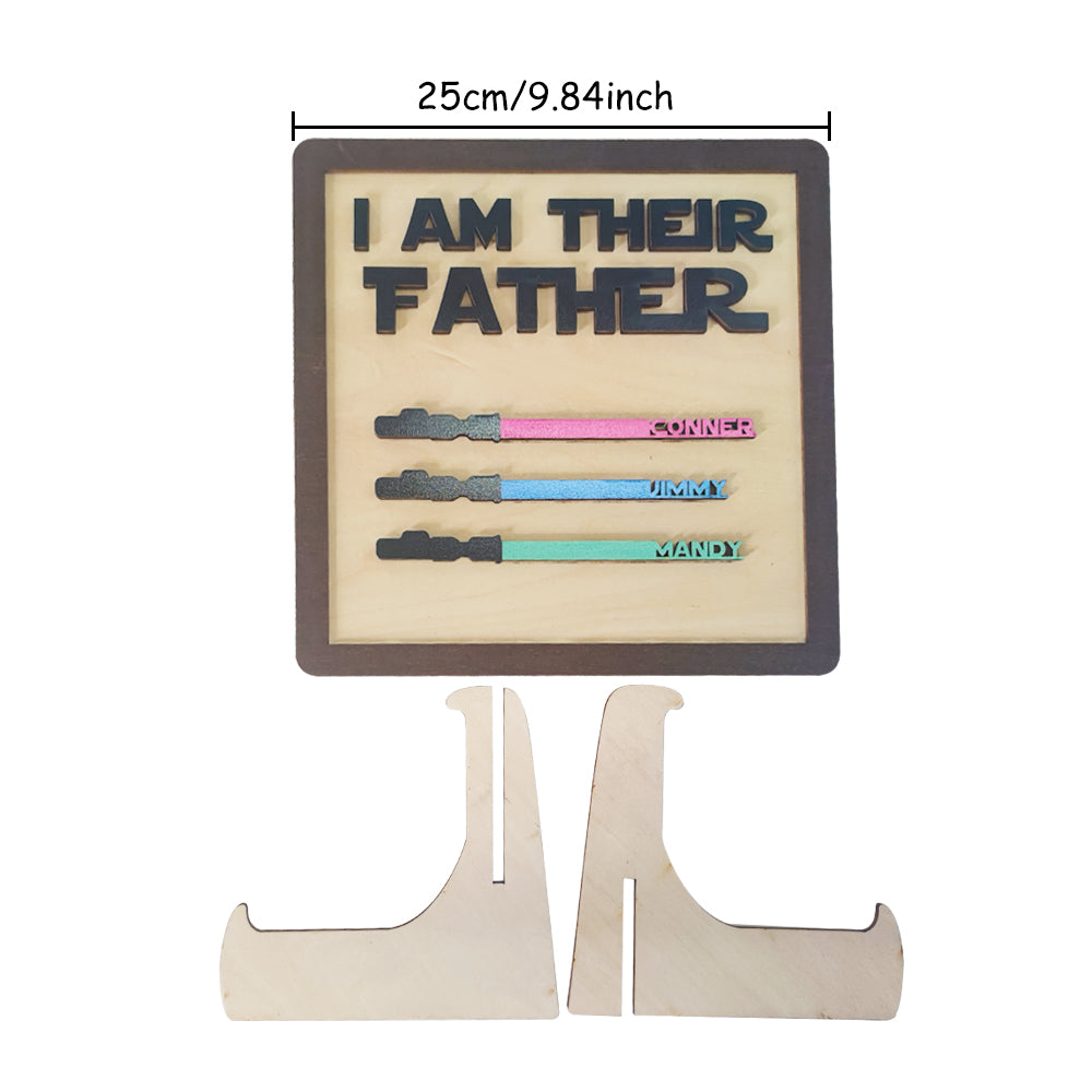 Father's Day Gifts Personalized Wood Plauqe I Am Their Father Sign Wooden Lightsaber Plaque