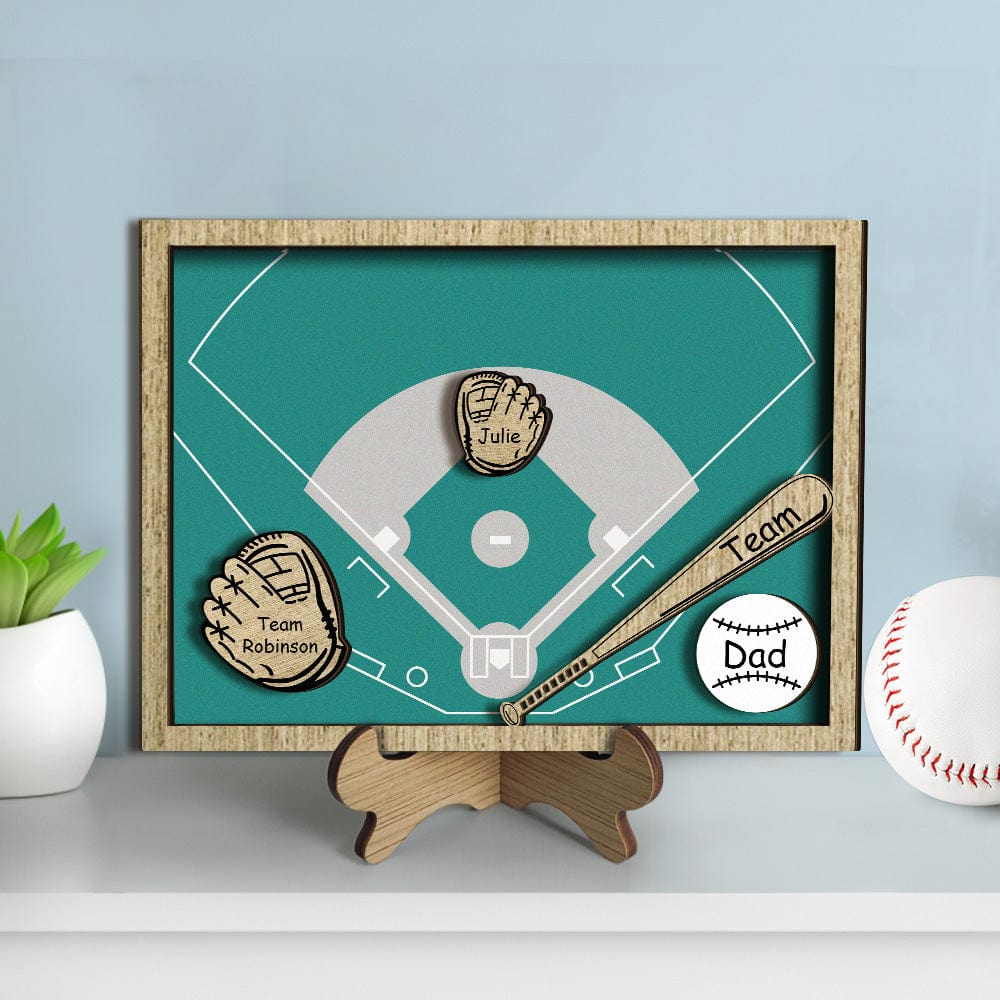 Personalized Wooden Family Name Sign Plaque Baseball Sign Father's Day Gift for Dad Grandpa