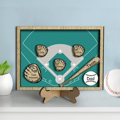 Personalized Wooden Family Name Sign Plaque Baseball Sign Father's Day Gift for Dad Grandpa