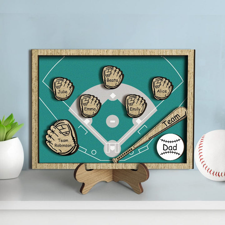 Personalized Wooden Family Name Sign Plaque Baseball Sign Father's Day Gift for Dad Grandpa
