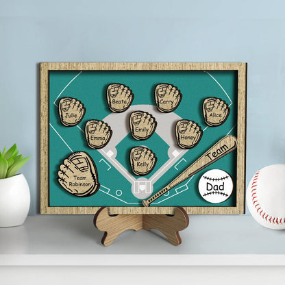 Personalized Wooden Family Name Sign Plaque Baseball Sign Father's Day Gift for Dad Grandpa