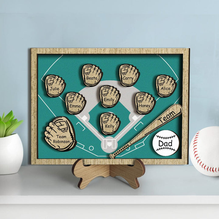 Personalized Wooden Family Name Sign Plaque Baseball Sign Father's Day Gift for Dad Grandpa