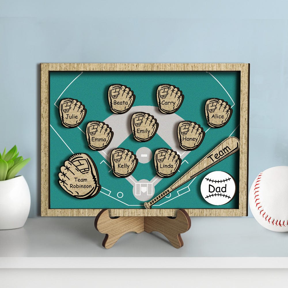 Personalized Wooden Family Name Sign Plaque Baseball Sign Father's Day Gift for Dad Grandpa