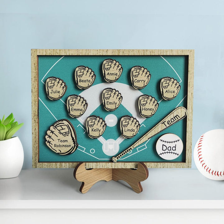 Personalized Wooden Family Name Sign Plaque Baseball Sign Father's Day Gift for Dad Grandpa