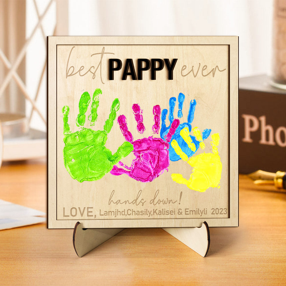 Custom Wooden Handprint Sign Personalized Father's Day DIY Hands Down Plaque Gifts