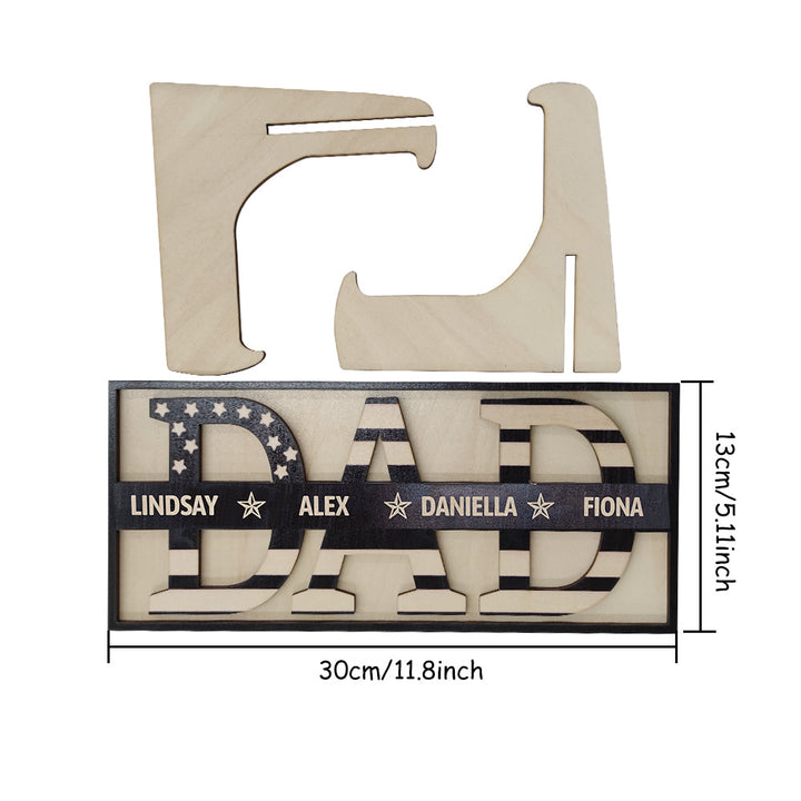 Personalized Wooden Dad Sign Family Name Sign Plaque Father's Day Birthday Gift for Dad Grandpa