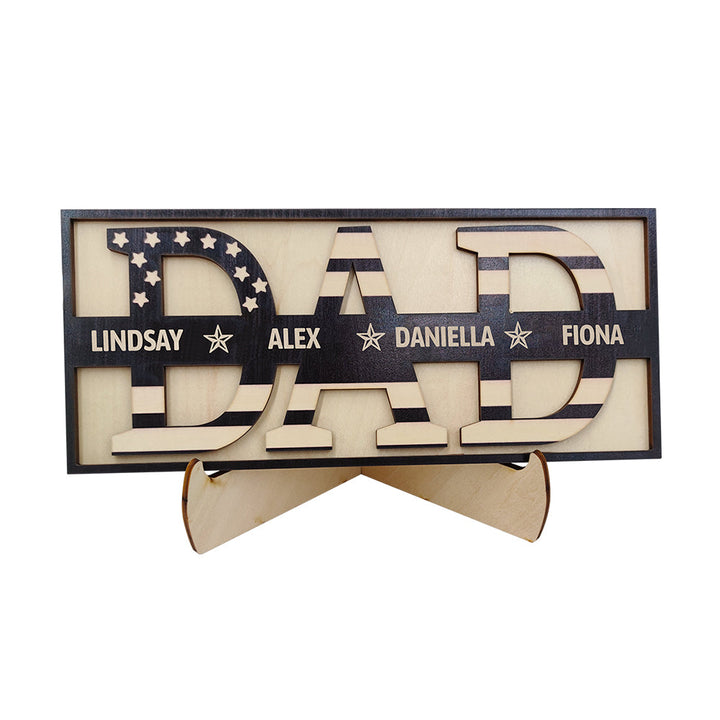 Personalized Wooden Dad Sign Family Name Sign Plaque Father's Day Birthday Gift for Dad Grandpa