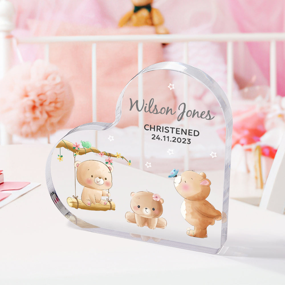 Personalized Name Christening Date Gift Custom Animals Ornaments Gift for New Baby