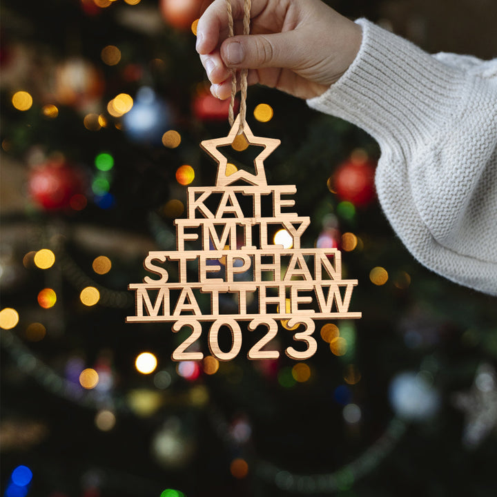 Personalized Christmas Tree Shape Hanging Decorations | Custom Name Ornaments