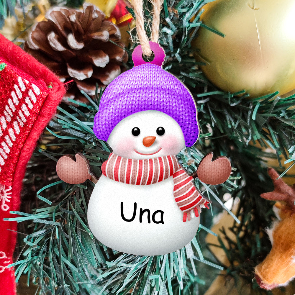 Custom Name Snowman Wooden Ornament – Personalized Christmas Tree Decoration