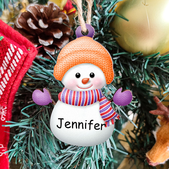 Custom Name Snowman Wooden Ornament – Personalized Christmas Tree Decoration
