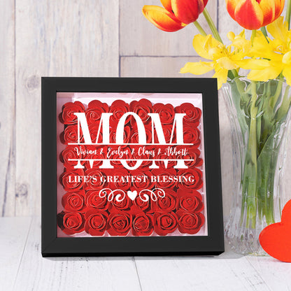 Custom Flower Shadow Box Personalized Name Flower Shadowbox Frame Mother's Day Gift
