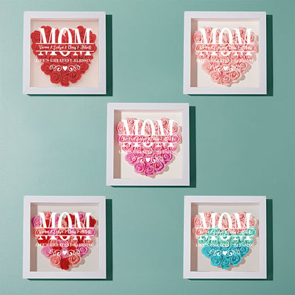 Custom Flower Shadow Box Personalized Name Flower Shadowbox Frame Mother's Day Gift