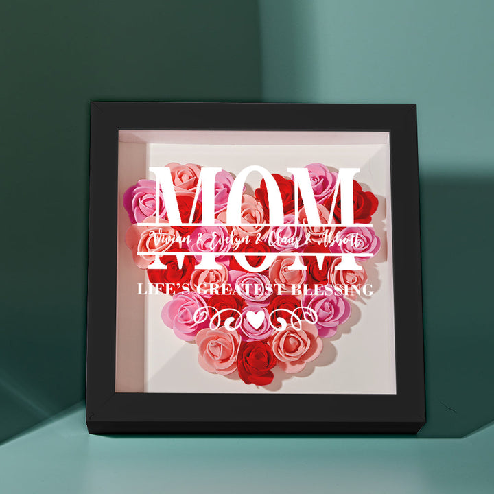 Custom Flower Shadow Box Personalized Name Flower Shadowbox Frame Mother's Day Gift