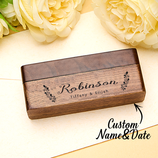 Personalized Engraved Wood Rings Bearer Box with Name Wedding Proposal Gift for Couple