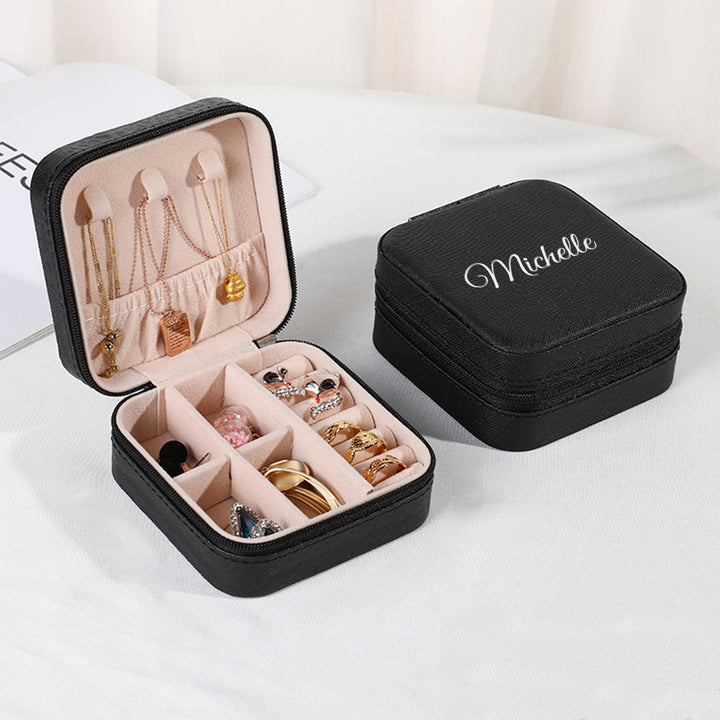 Personalized Name PU Leather Jewelry Box Jewelry Organizer Gifts for Her Wedding Gift