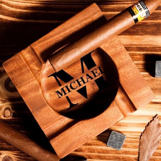 Personalized Name Ashtray with Monogram & Name Custom Gift for Smokers Father's Day Gift for Him