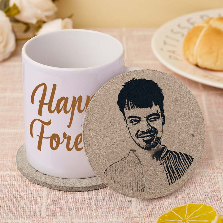 Personalized Round Cork Coasters Custom Photo and Text