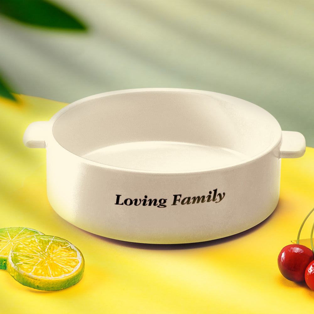Custom Engraved Plate Binaural Ceramic Bowl Tableware Home Decoration