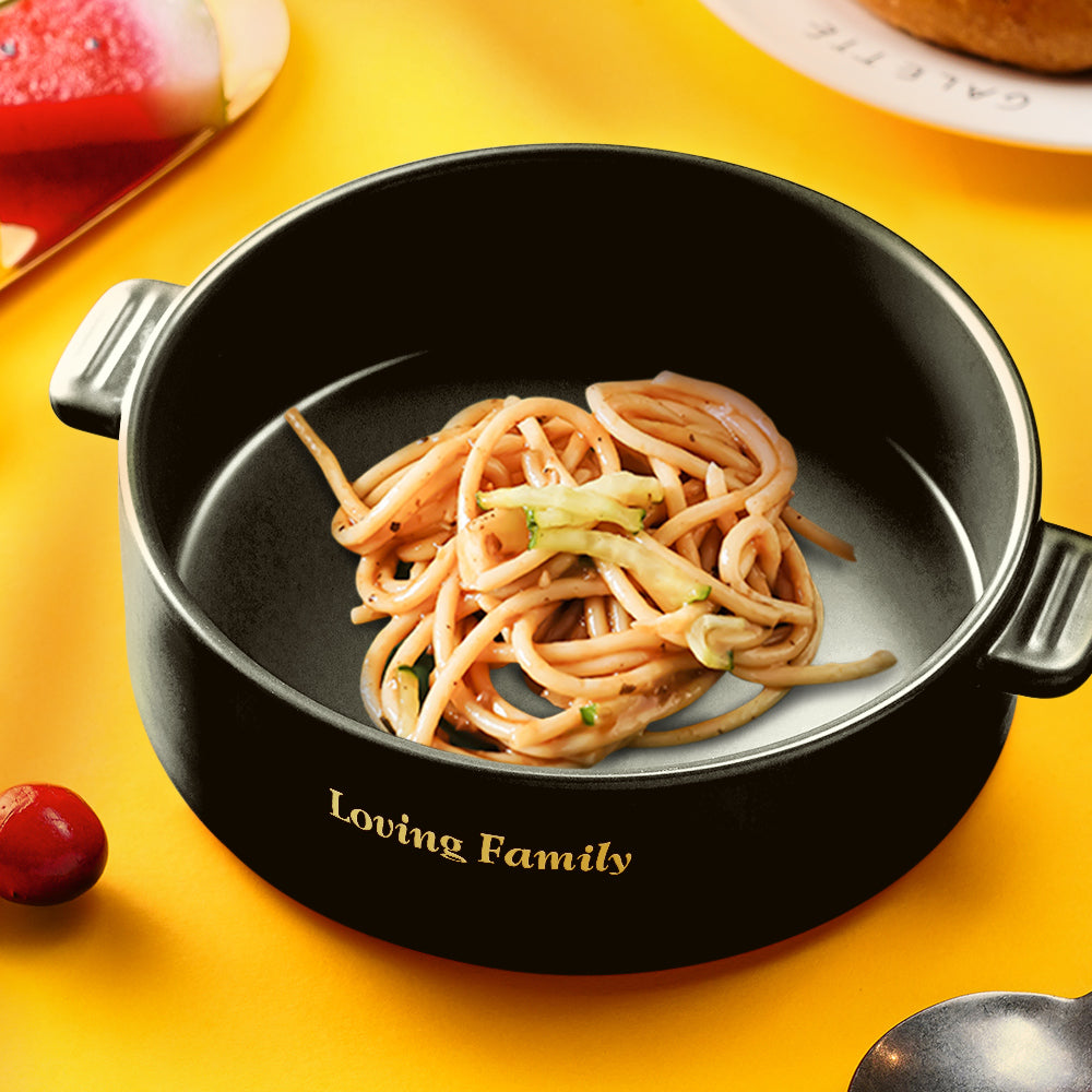 Custom Engraved Plate Binaural Ceramic Bowl Tableware Home Decoration