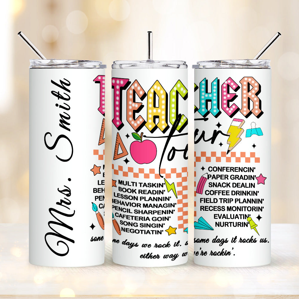 Personalized 20oz Skinny Tumbler with Straw Back to School Appreciation Gift for Teacher