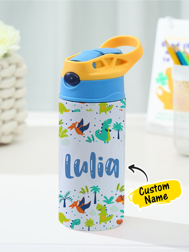 Personalized Name Cartoon Dinosaur Stainless Steel Tumbler – 350ML Insulated Cup with Custom Design
