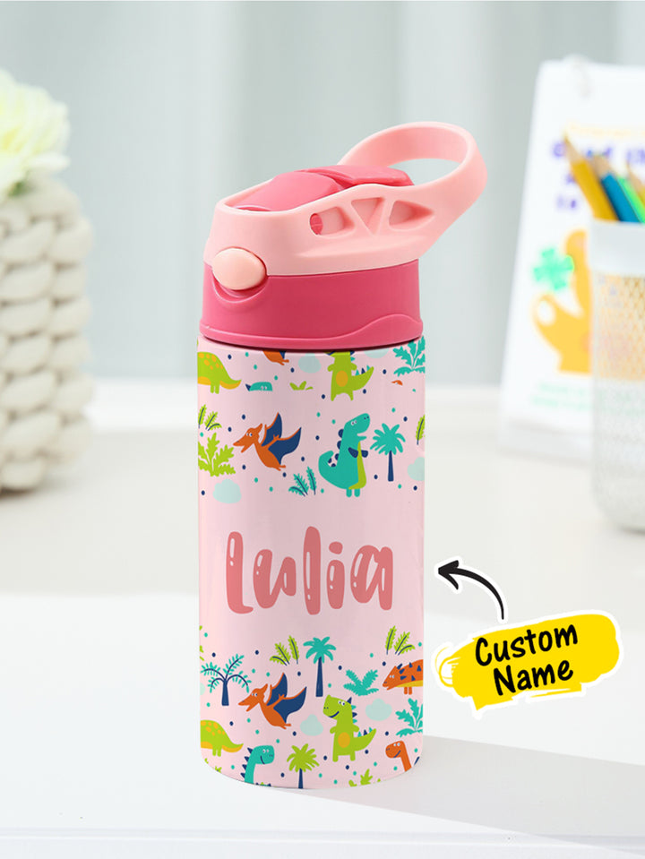 Personalized Name Cartoon Dinosaur Stainless Steel Tumbler – 350ML Insulated Cup with Custom Design