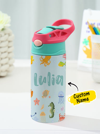 Personalized Name Cartoon Ocean Animals Stainless Steel Tumbler – 350ML Insulated Cup with Custom Design