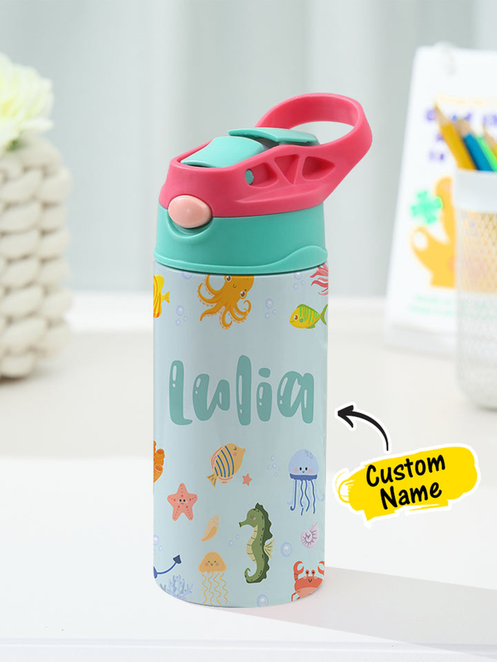 Personalized Name Cartoon Ocean Animals Stainless Steel Tumbler – 350ML Insulated Cup with Custom Design