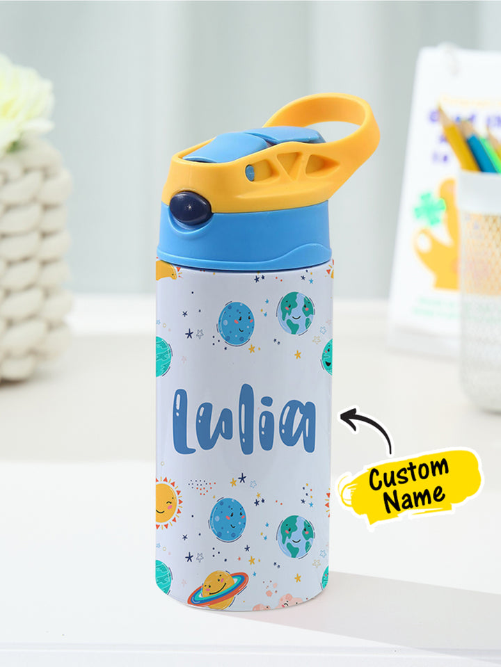 Personalized Name Cartoon Planets Stainless Steel Tumbler – 350ML Insulated Cup with Custom Design