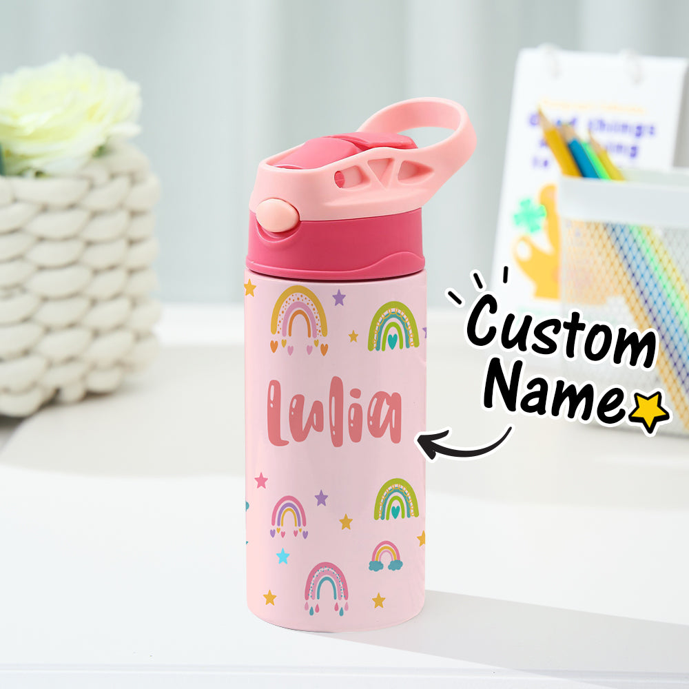 Custom Name Rainbow Stainless Steel Water Cup Children's Day Gift for Kids