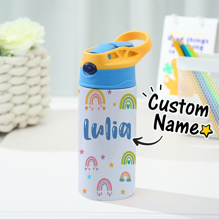 Custom Name Rainbow Stainless Steel Water Cup Children's Day Gift for Kids