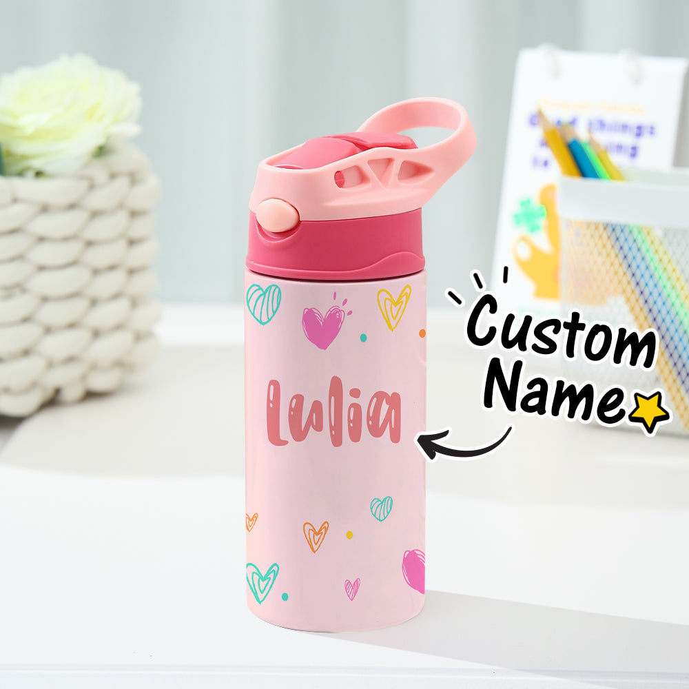 Custom Name Heart Stainless Steel Water Cup Children's Day Gift for Kids
