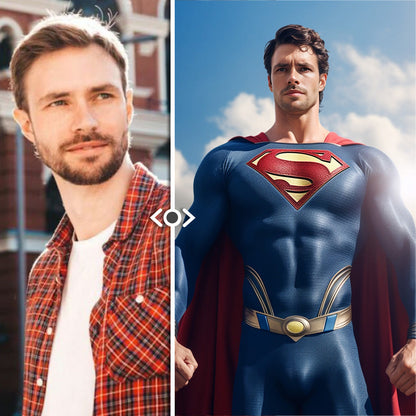 Personalized Portrait from Photo Custom Face Superman Frame Gifts for Him / Father