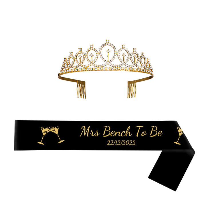 Custom Sash and Tiara Set Personalized Pattern Sash Rhinestone Crowns Party Decorations Kit for Women