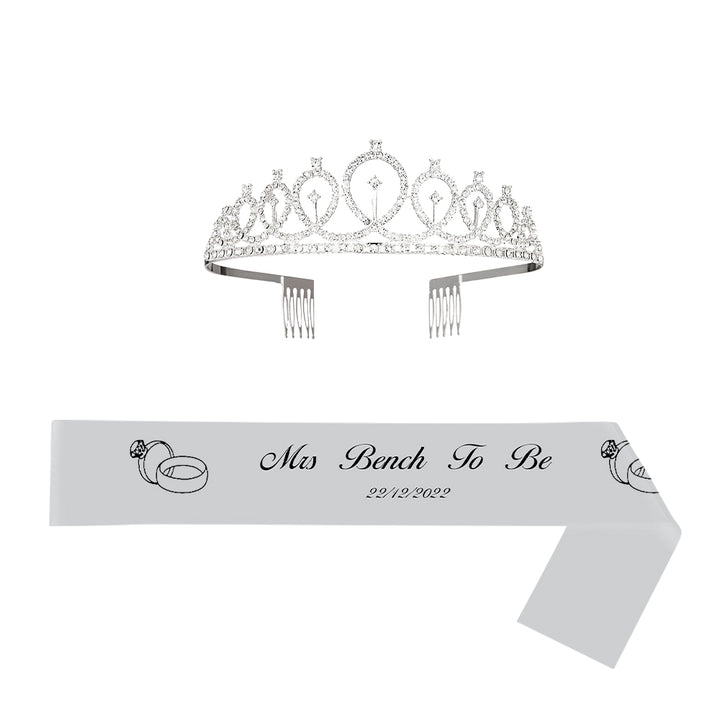 Custom Sash and Tiara Set Personalized Pattern Sash Rhinestone Crowns Party Decorations Kit for Women