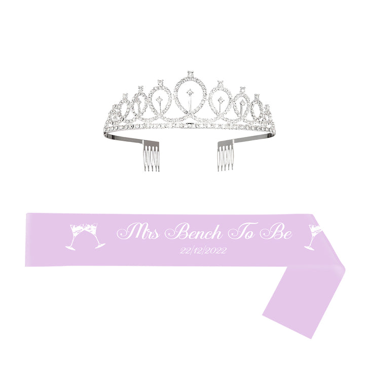 Custom Sash and Tiara Set Personalized Pattern Sash Rhinestone Crowns Party Decorations Kit for Women