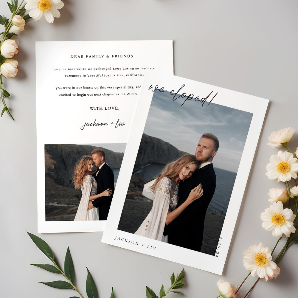 Personalized Elopement Announcement Wedding Announcement Elopement After Party Invitation Card