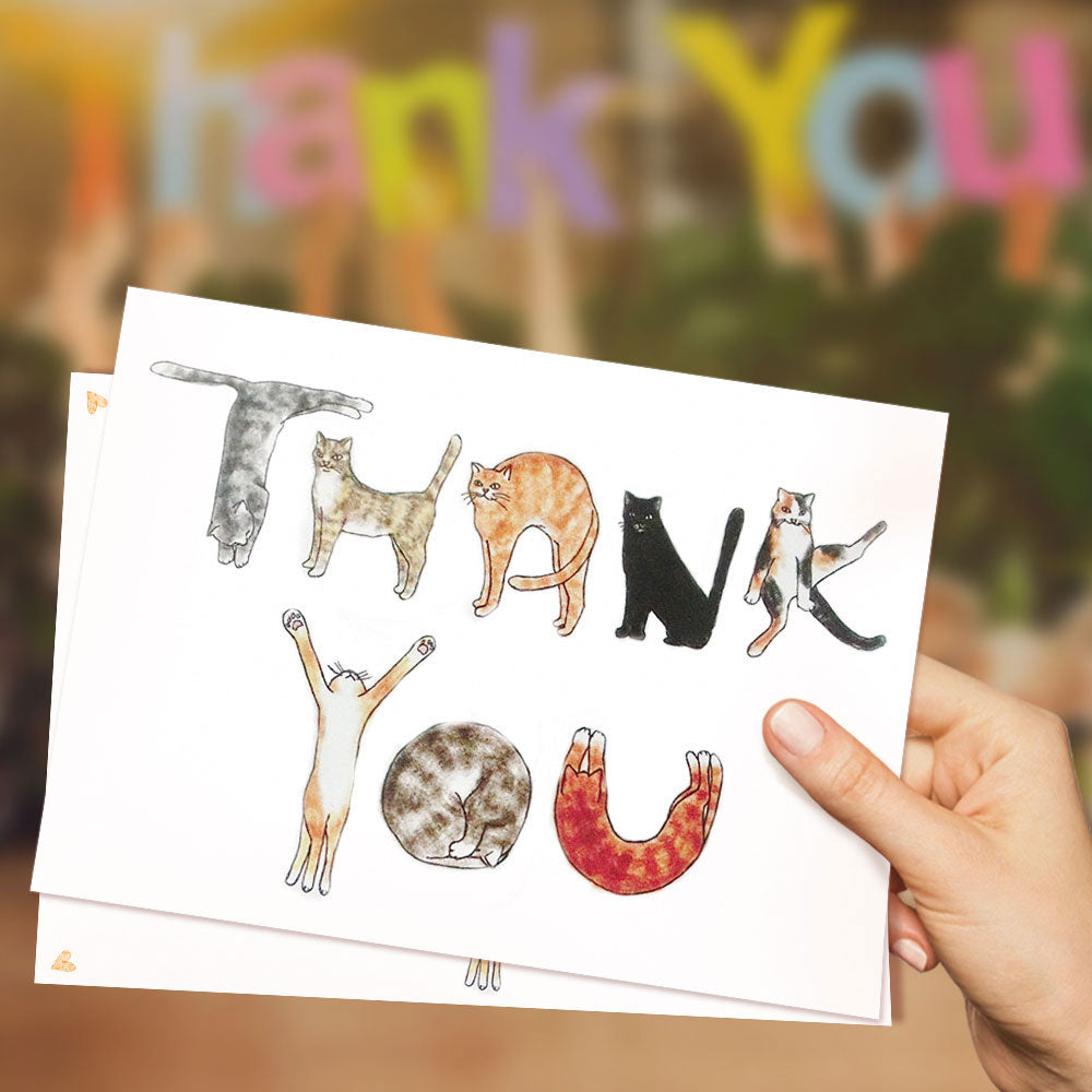 Cute Cats Thank You Greeting Card For All Occasions Birthday or Baby Shower Gifts