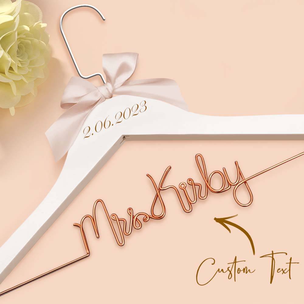 Customizable Text Name Date Bow Wedding Dress Hanger Gift for Weddings
